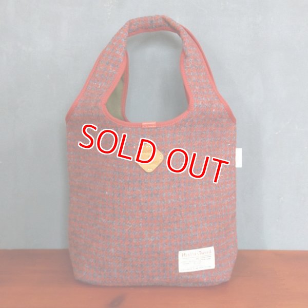 千鳥格子赤灰×キャメルタグ