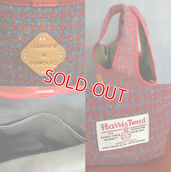 千鳥格子赤灰×キャメルタグ